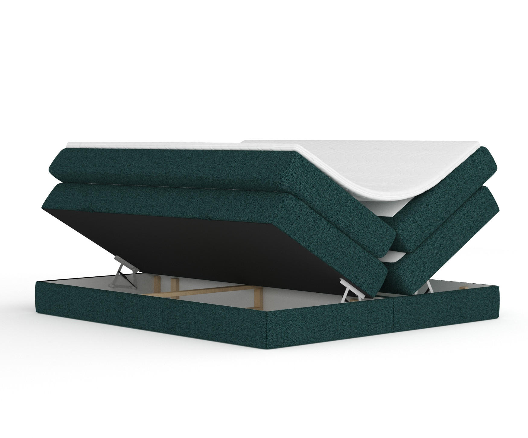 Thumbnail - Maison de Reve Boxspringbett, Grün, Textil, Buche, Kiefer, H3 + H4, 7-Zonen, Höhe ca. 40 cm, 200x200 cm, Handmade in Eur...