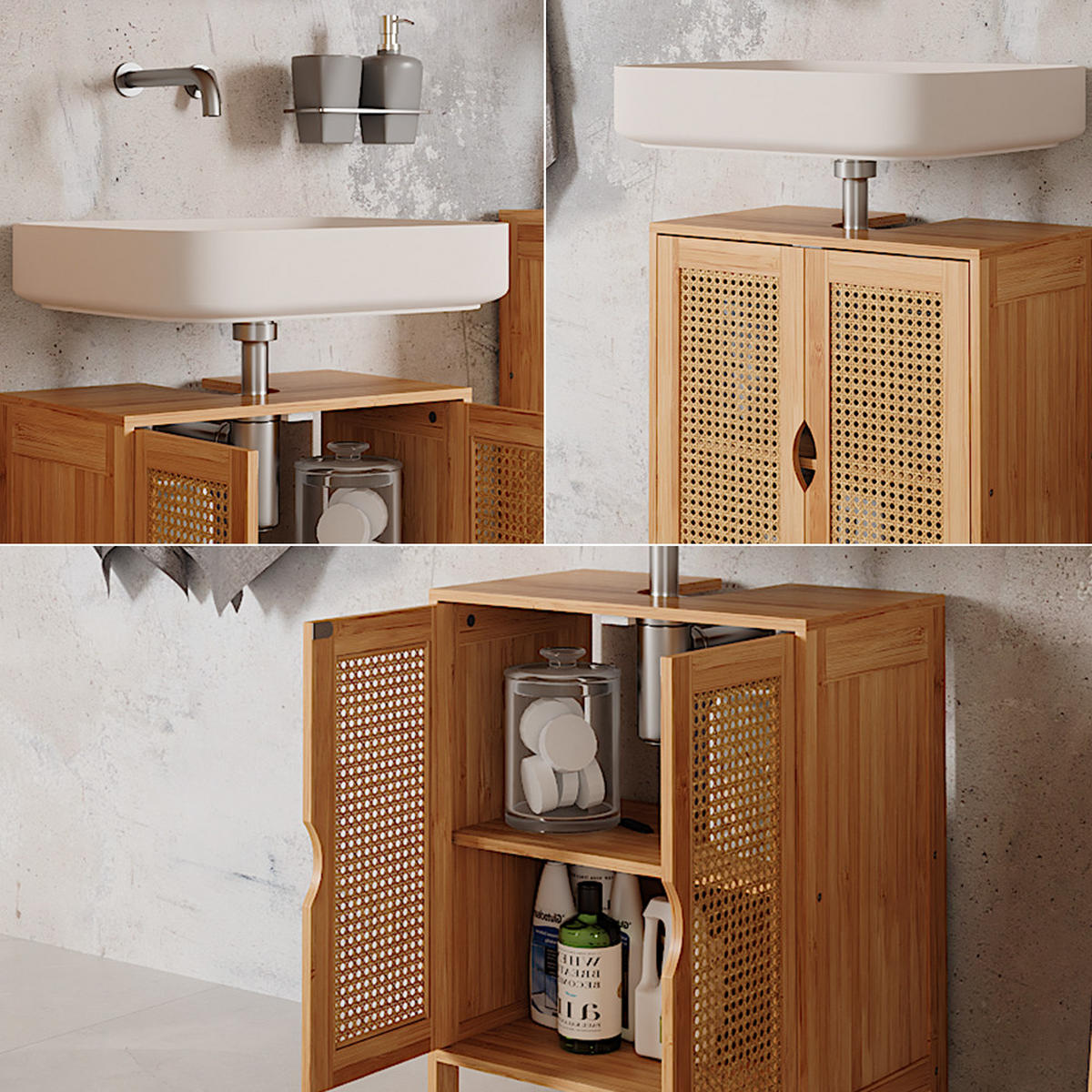 WASCHBECKENUNTERSCHRANK Liora Bambus 48 x 60 cm - Braun, Holzwerkstoff (48/60/29cm) - Vicco