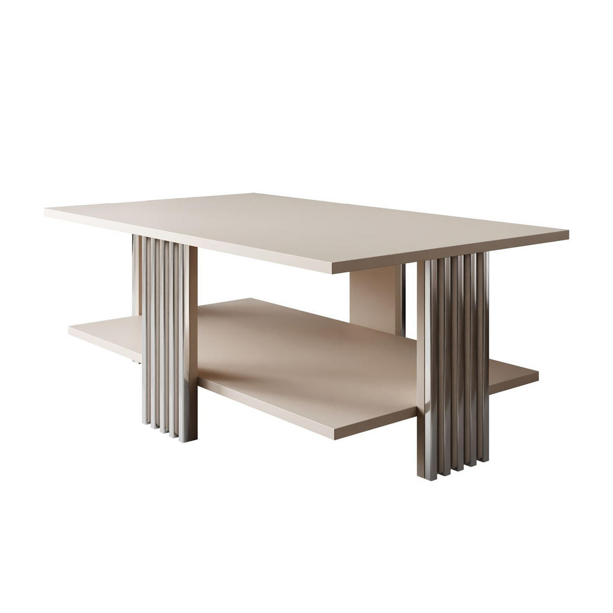 COUCHTISCH SAPHIRA SILVER mit Ablageboden, Kaschmir Matt - Kaschmir, Holzwerkstoff (60/100/40cm) - Lookway