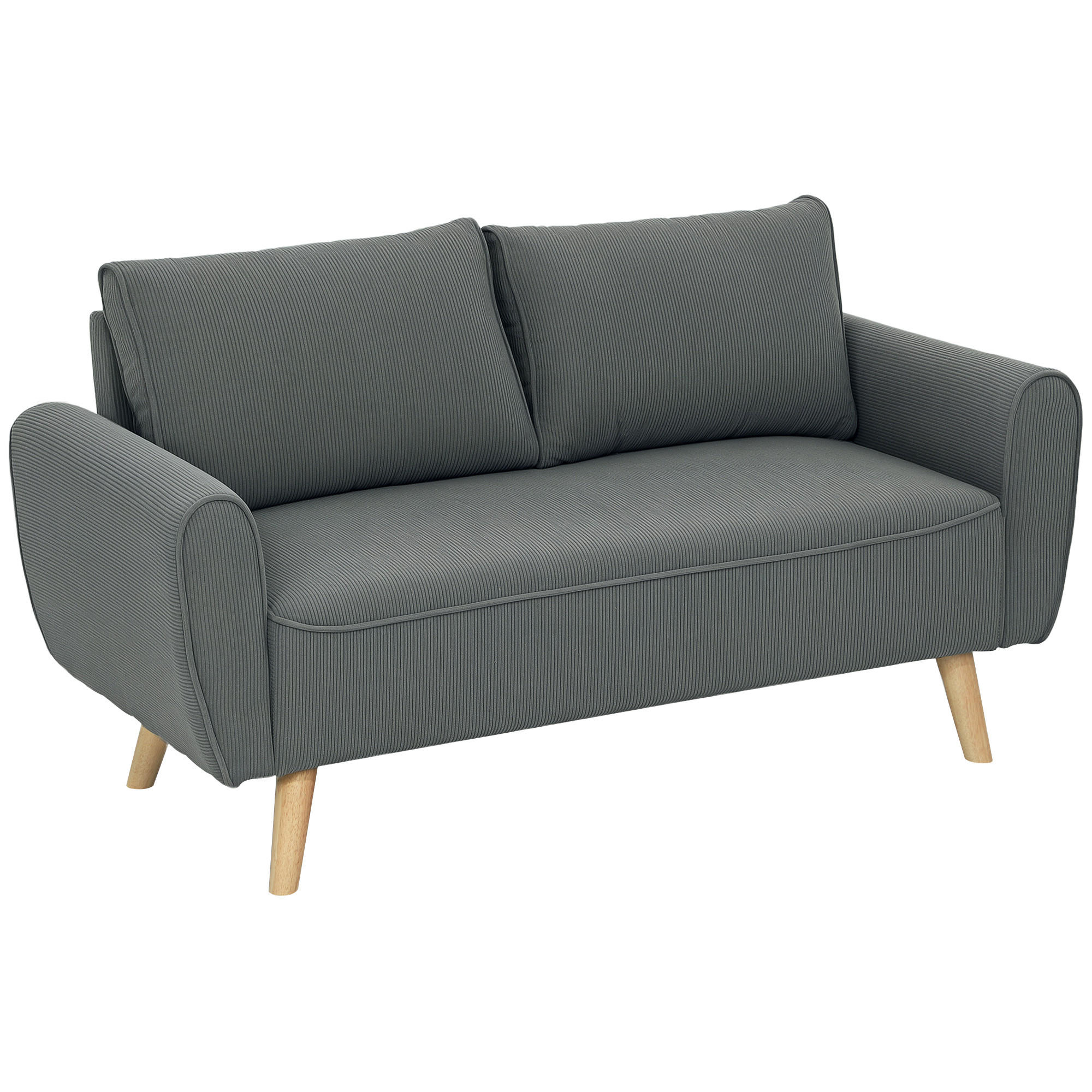 ZWEISITZER SOFA mit 2 Kissen, Polstersofa, 145 x 75 x 78 cm, Dunkelgrau - Dunkelgrau, Textil (145/78/75cm) - HOMCOM