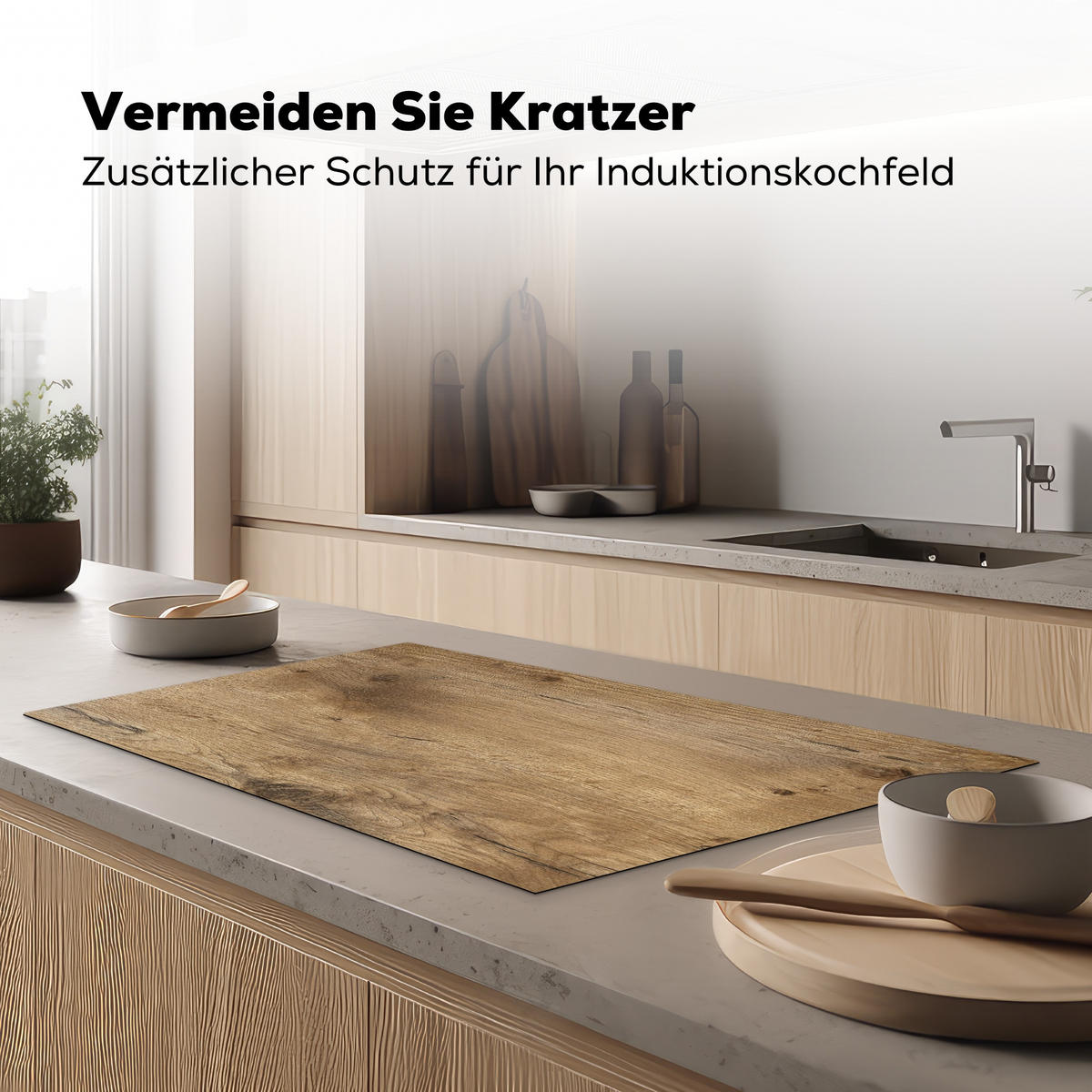 HERDABDECKPLATTE Holz - Braun - Holzoptik Ceranfeldabdeckung 90x52 cm - Eichefarben, Kunststoff (90/52/0.2cm) - MuchoWow