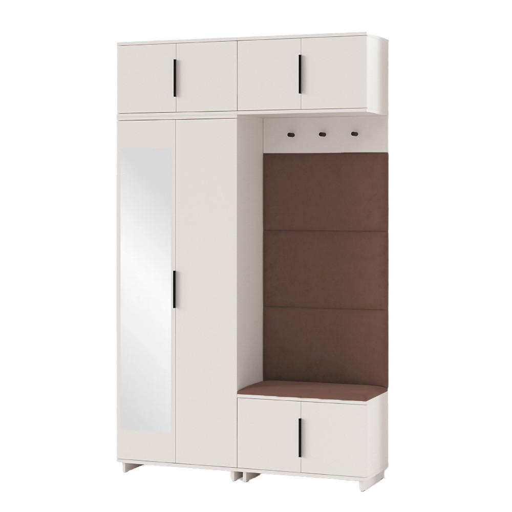 GARDEROBE NAPOLI 1 Kleiderschrank mit Polsterpaneelen BRAUN - Beige/Braun, Holzwerkstoff (140/229/40cm) - Jerpax