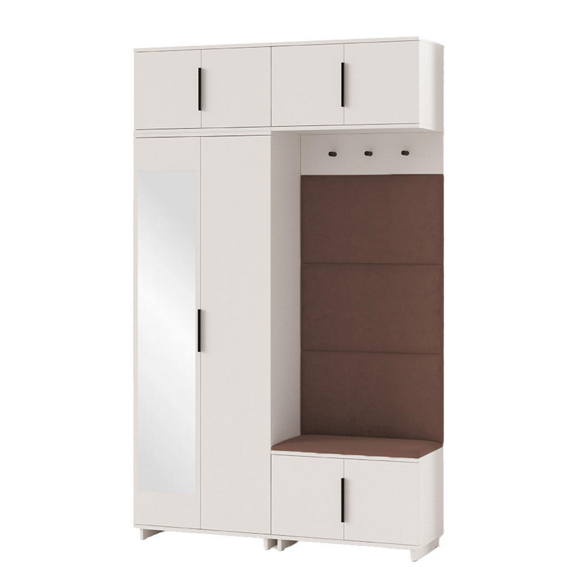 GARDEROBE NAPOLI 1 Kleiderschrank mit Polsterpaneelen BRAUN - Beige/Braun, Holzwerkstoff (140/229/40cm) - Jerpax