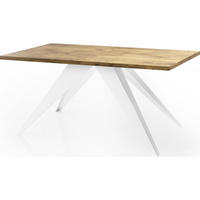 ESSTISCH Vance Weiß rechteckig ausziehbar, Lancelot Eiche 140-240/80/76 cm - Eichefarben/Weiß, Holzwerkstoff/Metall (140/80/76cm) - WFL GROUP