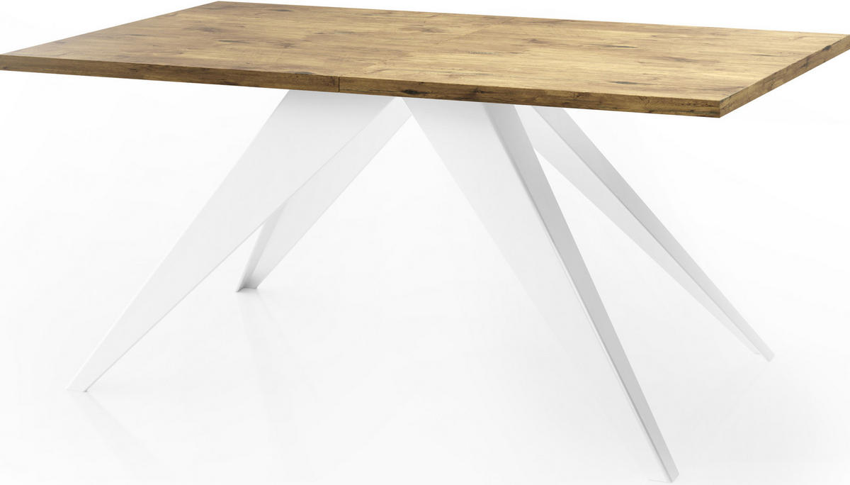 ESSTISCH Vance Weiß rechteckig ausziehbar, Lancelot Eiche 140-240/80/76 cm - Eichefarben/Weiß, Holzwerkstoff/Metall (140/80/76cm) - WFL GROUP