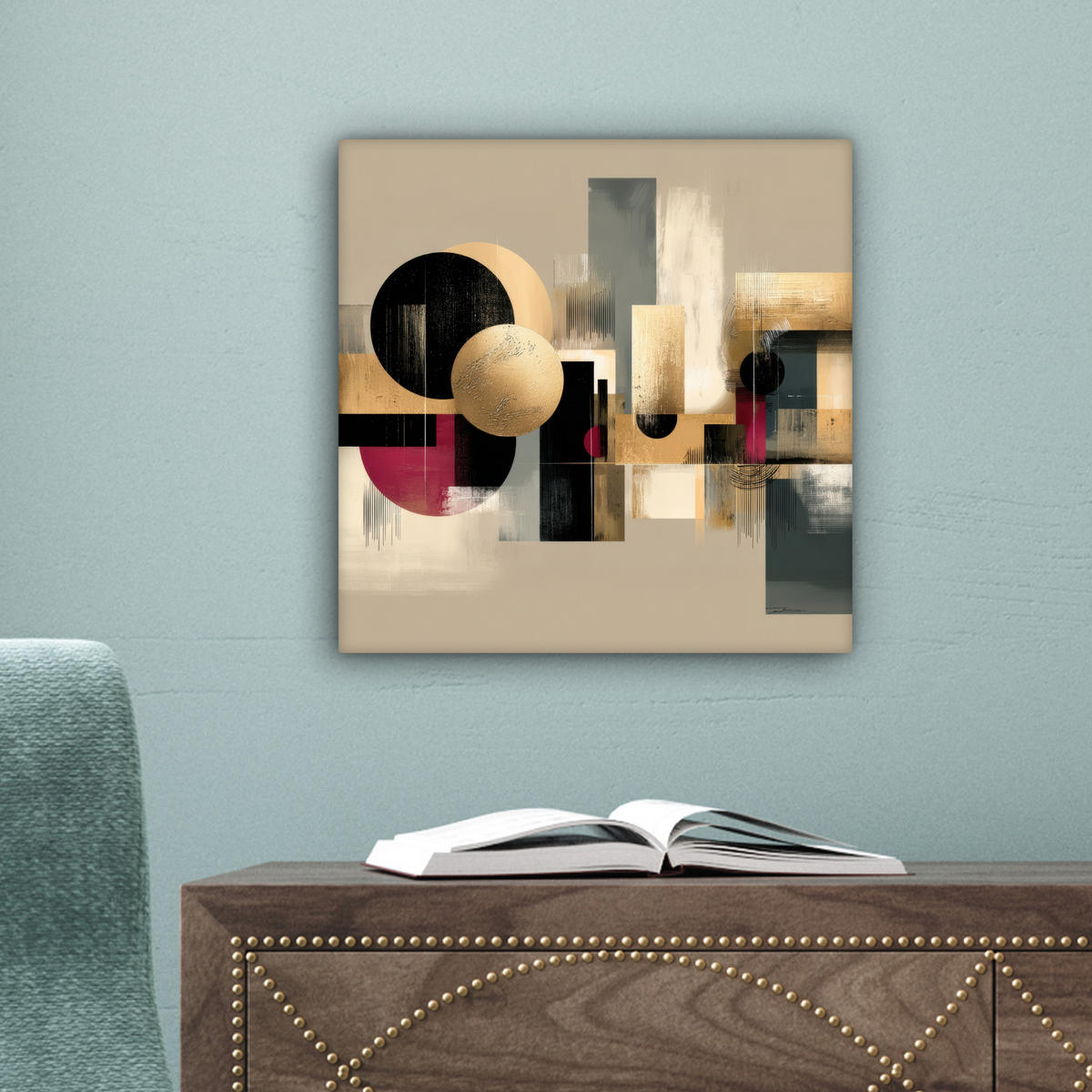 LEINWANDBILD Abstrakt - Formen - Beige - Texturen Deko Wohnzimmer 20x20 cm - Beige, Textil (20/20cm) - MuchoWow