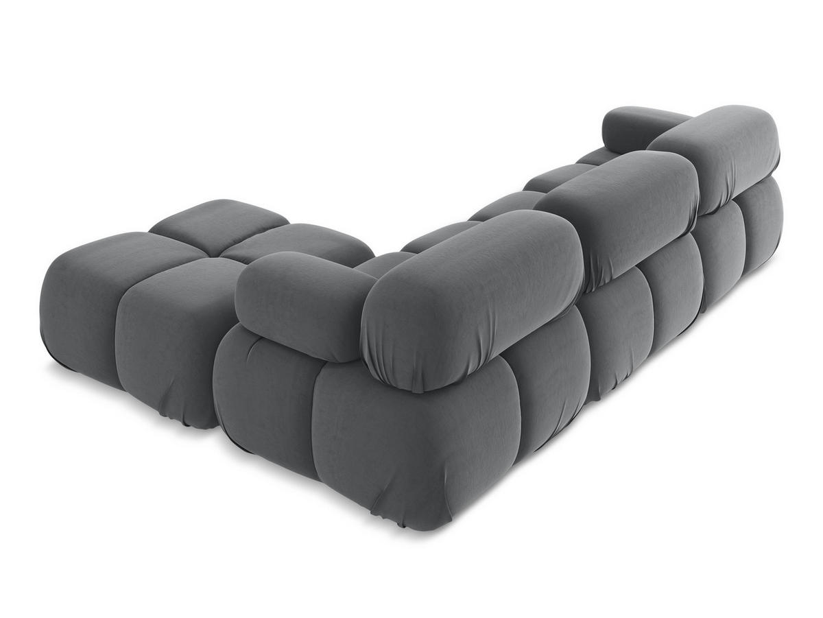 ECKSOFA Beidseitig Samt Stoff Grau - Dunkelgrau/Schwarz, Kunststoff/Textil (285/191cm) - Makamii