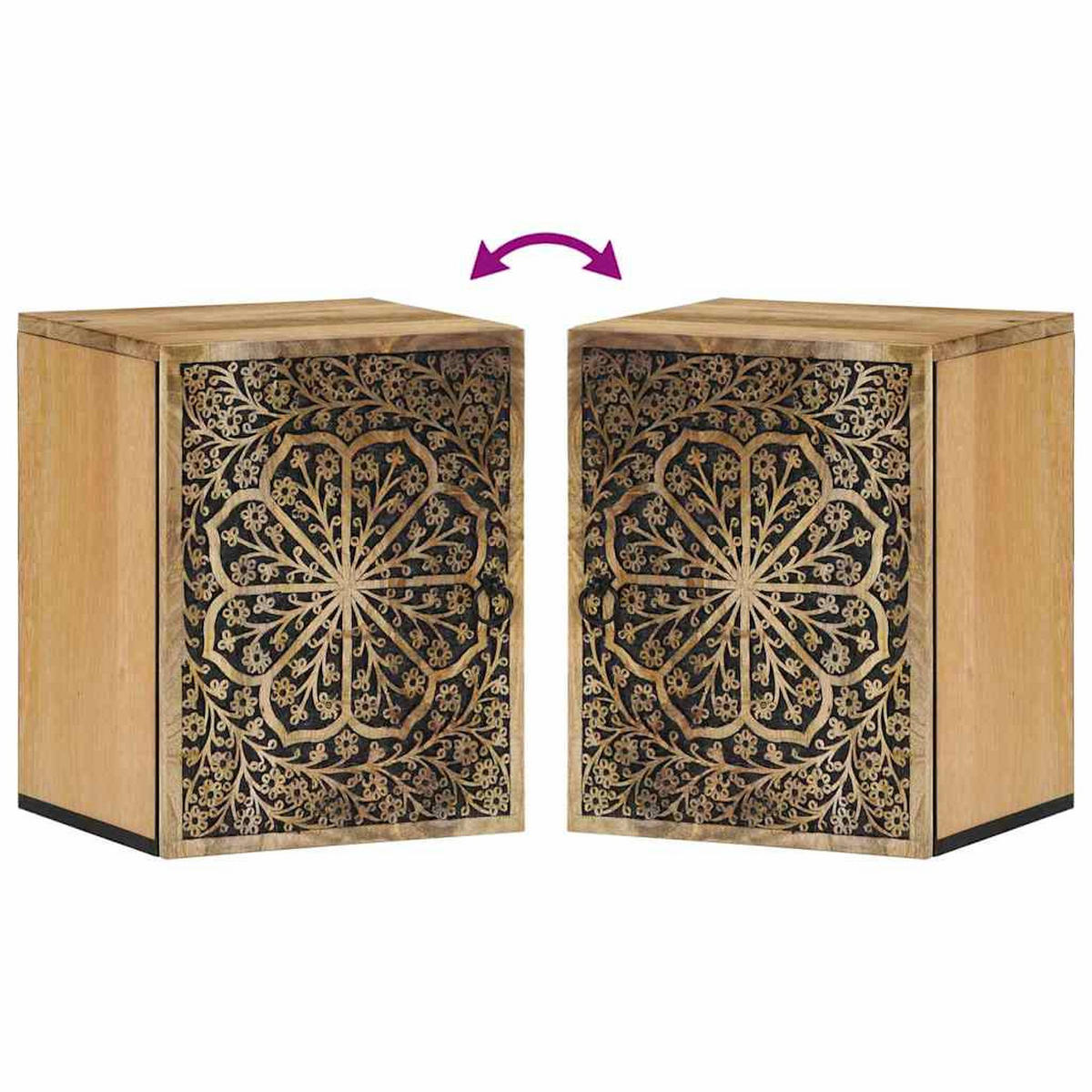 BAD-WANDSCHRANK 38/33/48 Cm Massivholz Mango - Braun, Holz (33/48/38cm) - vidaXL
