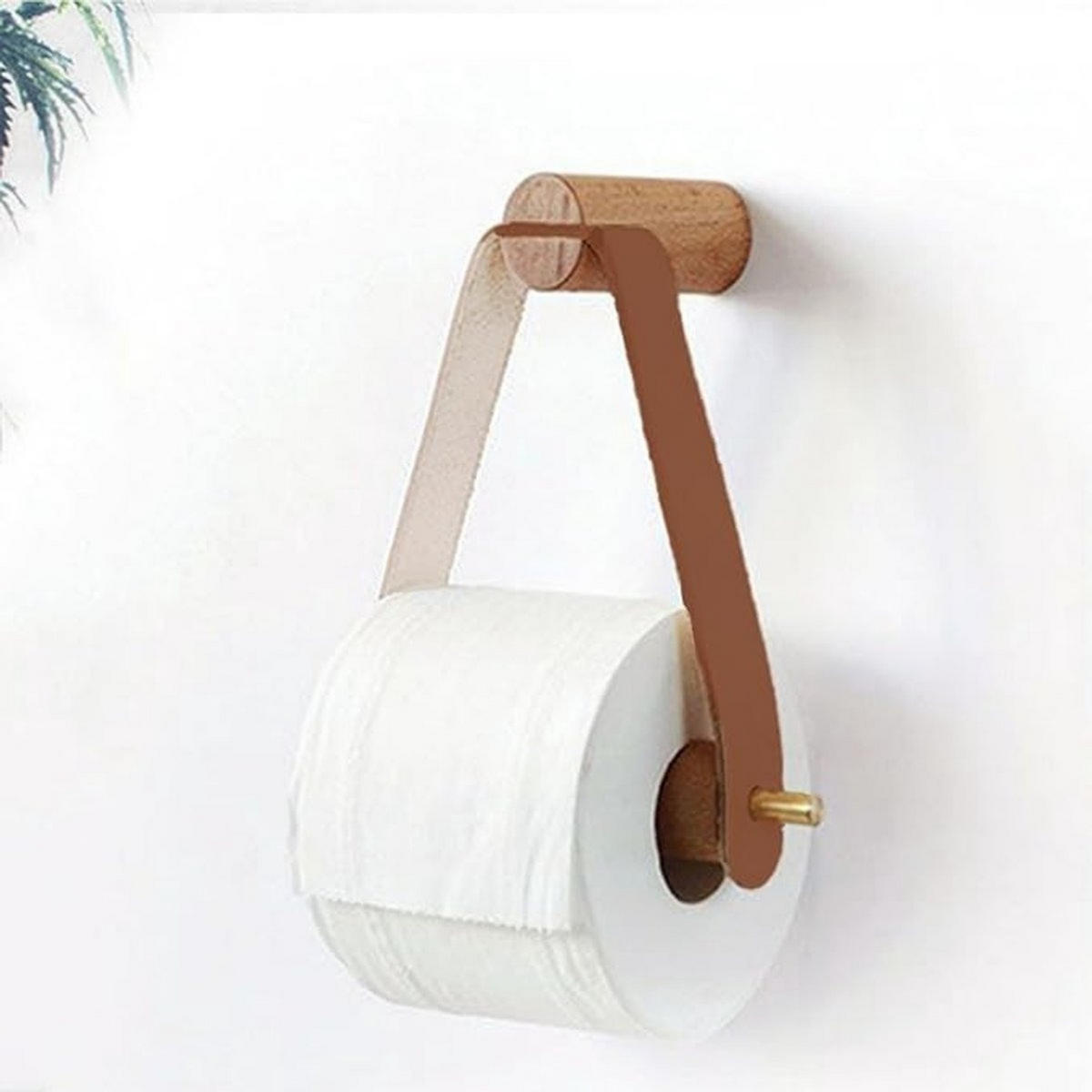 TOILETTENPAPIERHALTER Holz hängend 180 x 200 mm Badezimmer Baby - Braun, Leder (18/18/20cm) - MCBOSON