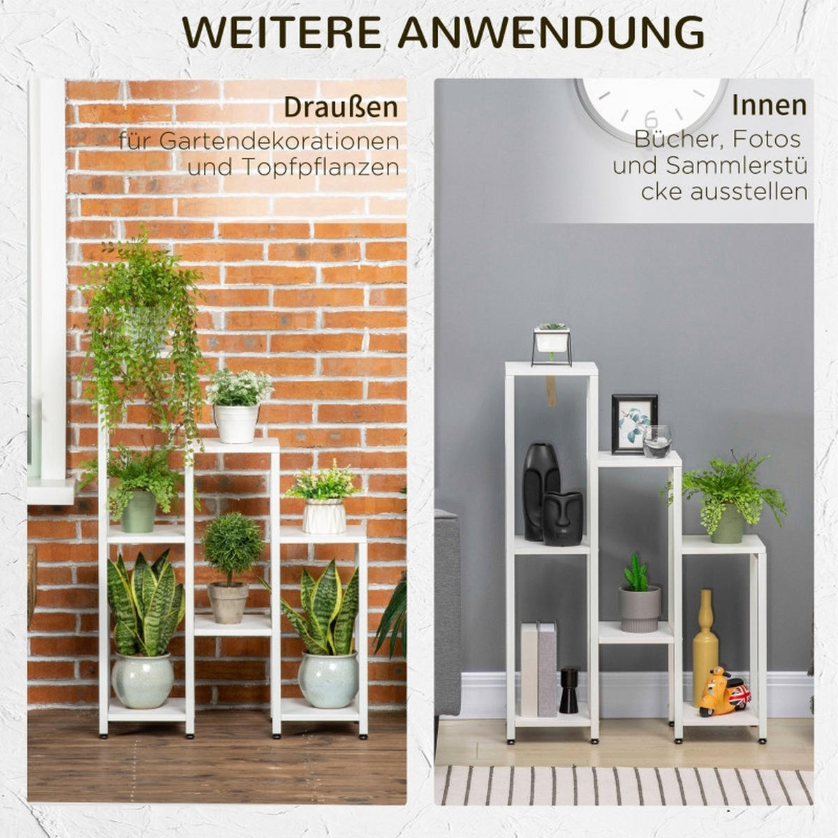 BLUMENTREPPE aus Stahl 65x23x94,5 cm in Weiß mit 7 Ebenen - Weiß, Metall (23/94.5/65cm) - Modfu