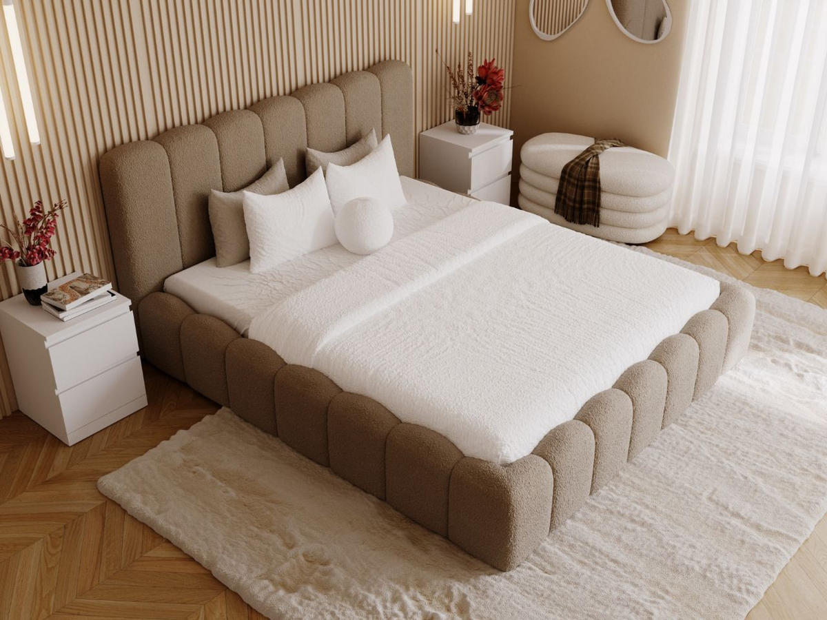 POLSTERBETT Smile 200x200 Bouclé-Stoff Braun - Braun, Textil (200/200cm) - Graingold