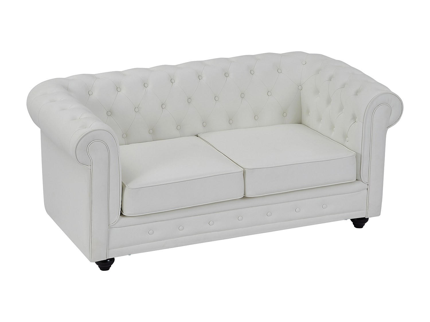 SOFA 2-Sitzer - Kunstleder - Weiß - CHESTERFIELD - Weiß, Leder (88/72/168cm) - Vente-Unique