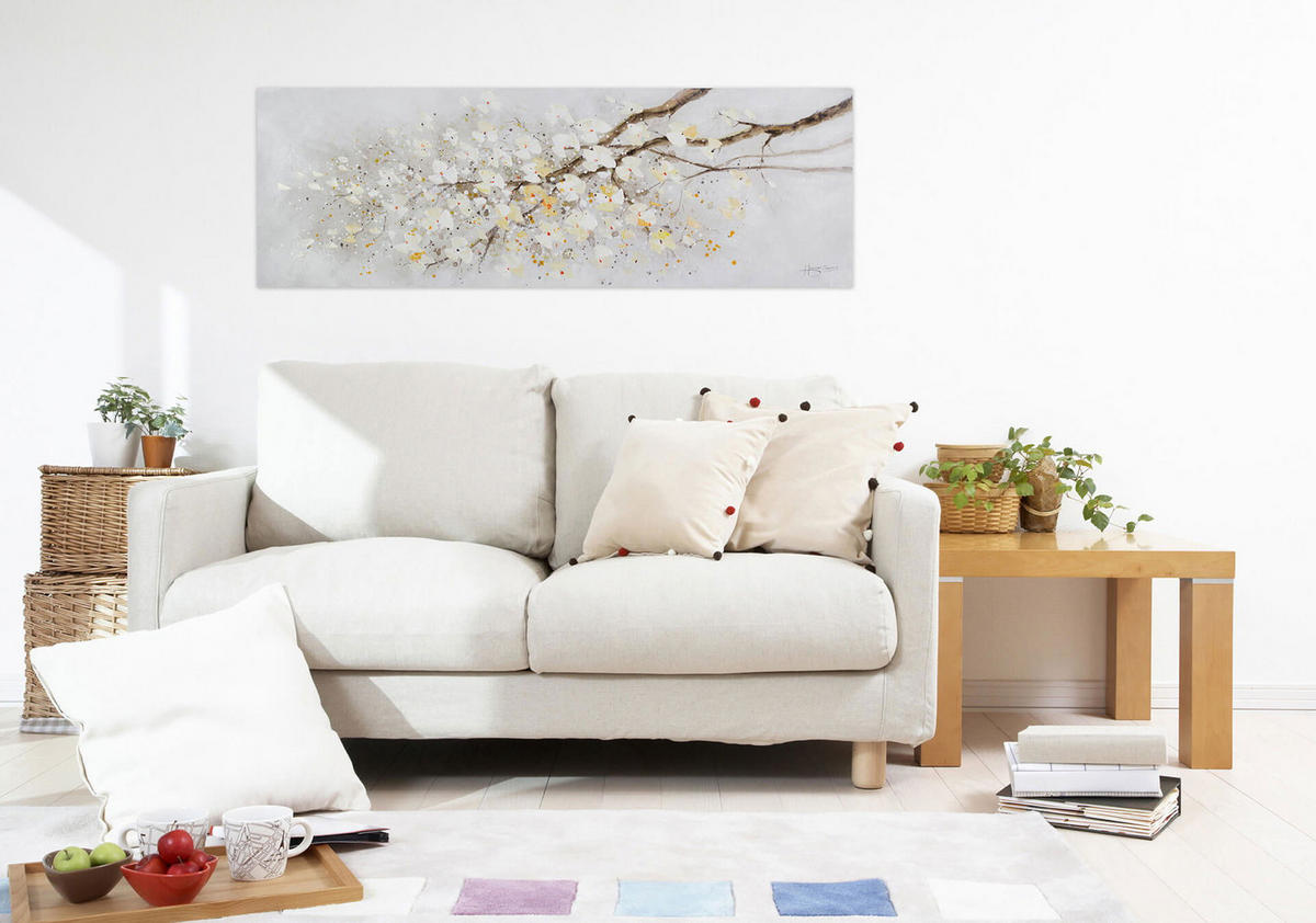 ÖLGEMÄLDE 150/50 cm - Weiß, Holz/Textil (2/50cm) - KUNSTLOFT