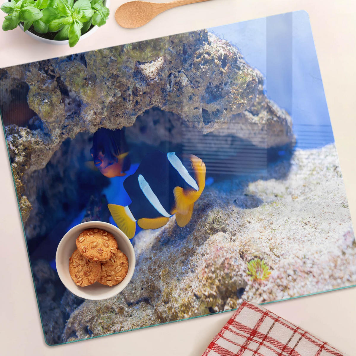 GLASPLATTE 60x52 cm Tropische Fische - Multicolor, Glas (60/52cm) - TULUP