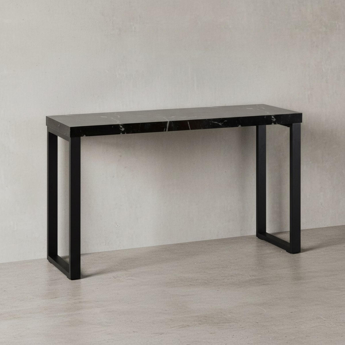 KONSOLENTISCH – Marmoroptik Schwarz, 120x40x76 cm, Hochglanz, Metallbeine - Schwarz, Holzwerkstoff/Metall (40/120/76cm) - KADIMA DESIGN