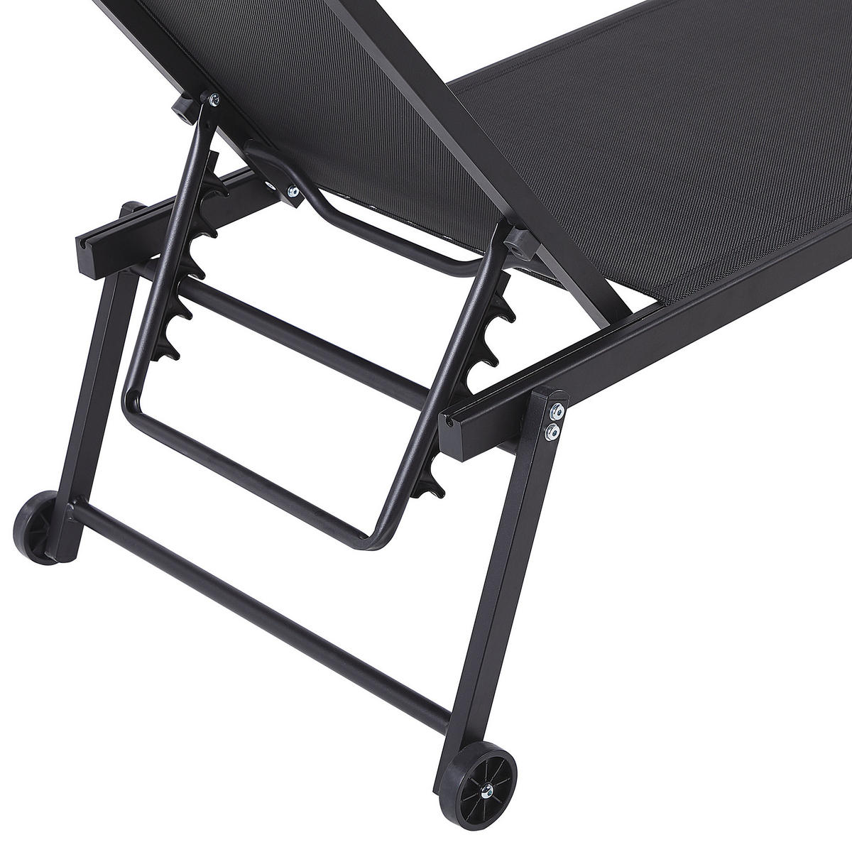 GARTENLIEGE Schwarz Portofino - Schwarz, Metall (198/107/65cm) - Beliani