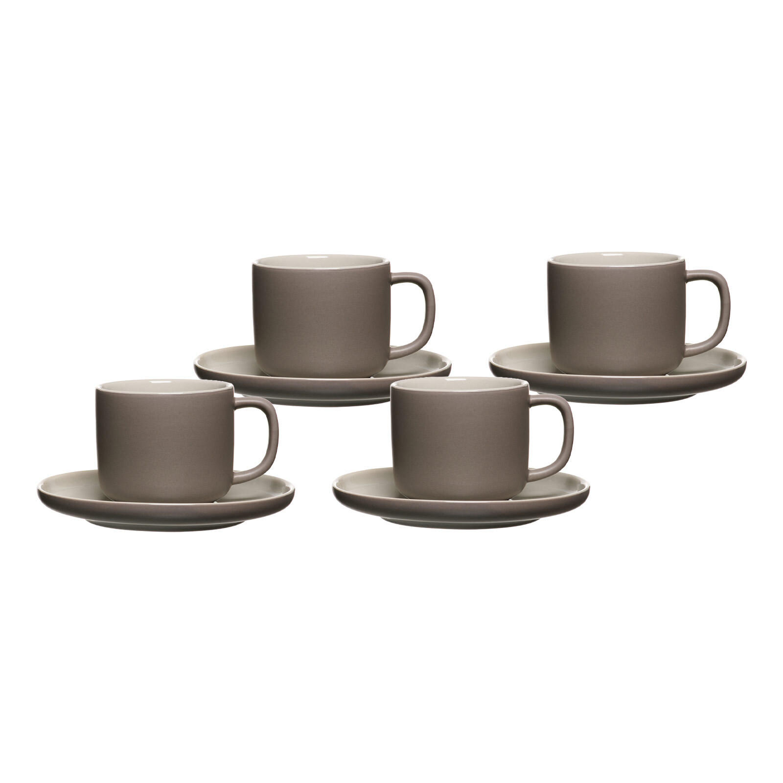 KAFFEETASSEN MIT UNTERTASSEN Jasper Taupe 240 ml 4er Set - Taupe, Keramik (15/9/15cm) - Ritzenhoff Breker