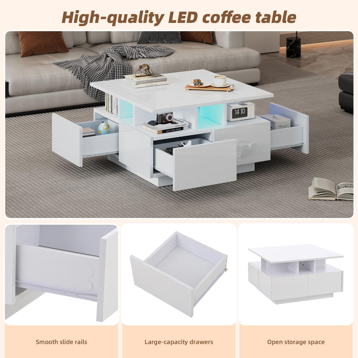 COUCHTISCH Weiß - Weiß, Holzwerkstoff (70/70/40cm)