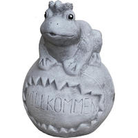 STEINFIGUR Frosch auf Kugel Willkommen frostfest Steinguss - Grau, Stein (15/22/15cm) - stoneandstyle