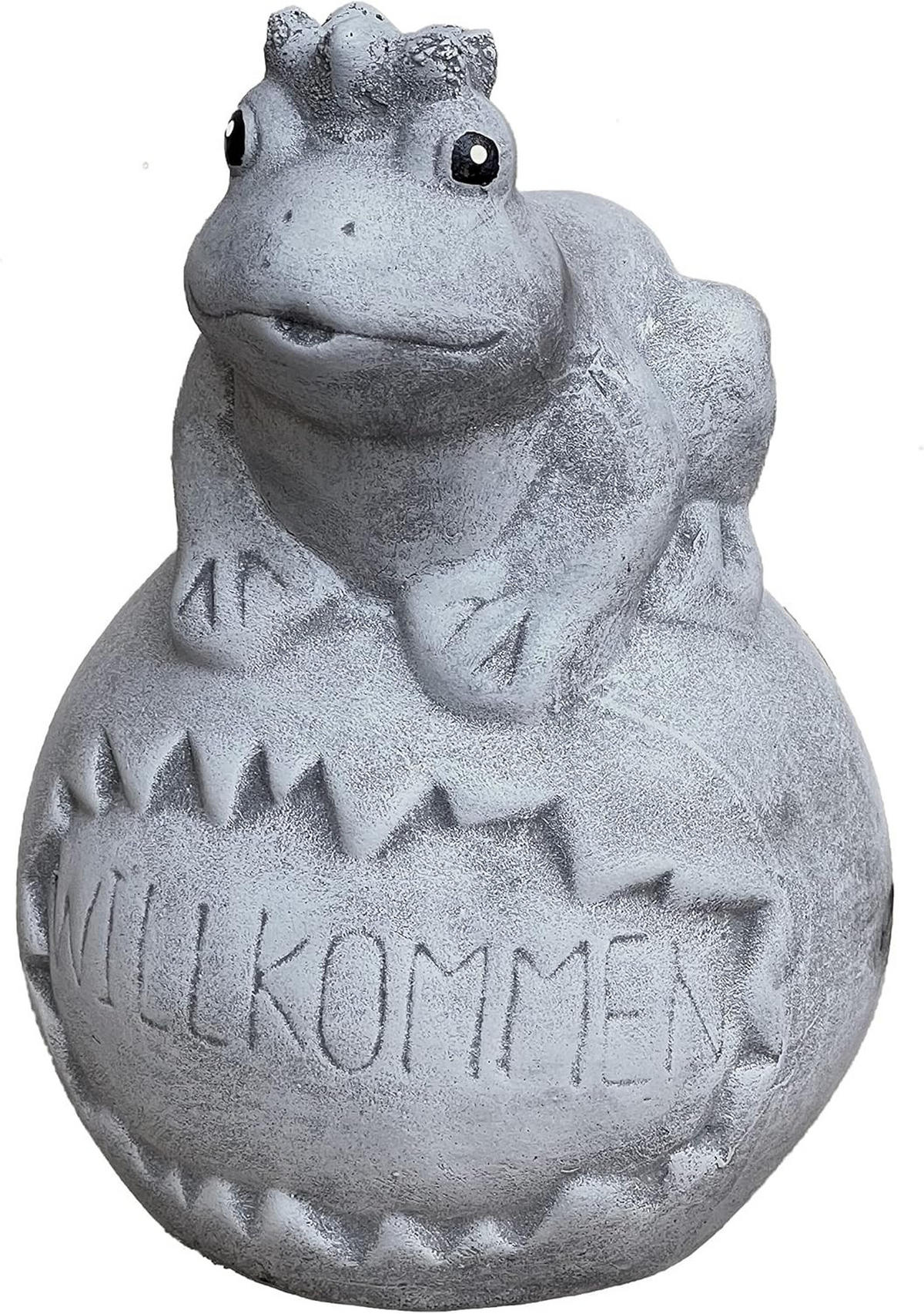 STEINFIGUR Frosch auf Kugel Willkommen frostfest Steinguss - Grau, Stein (15/22/15cm) - stoneandstyle