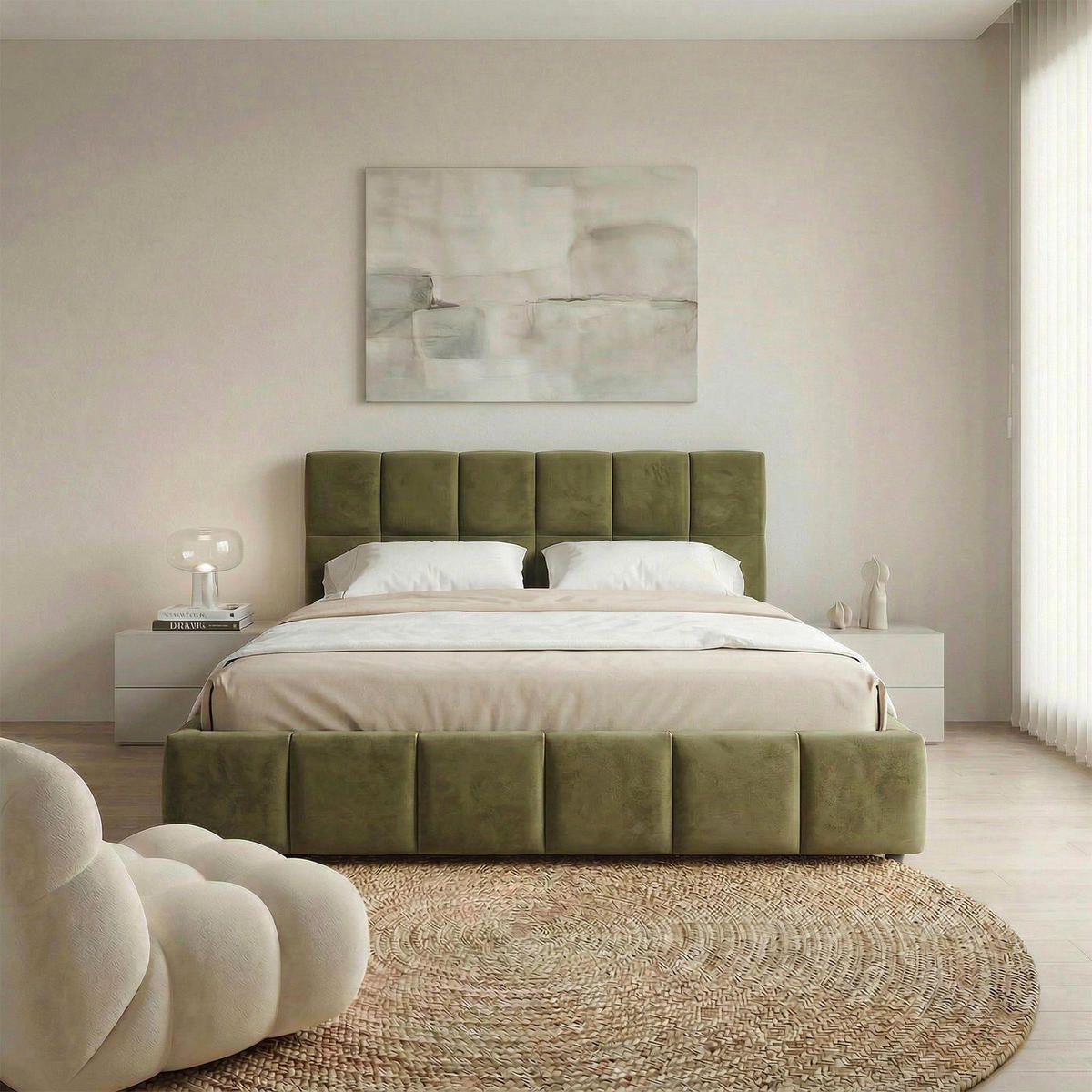 POLSTERBETT EMILIA 180x200 cm grün - Grün, Textil (180/200cm) - IDIMEX