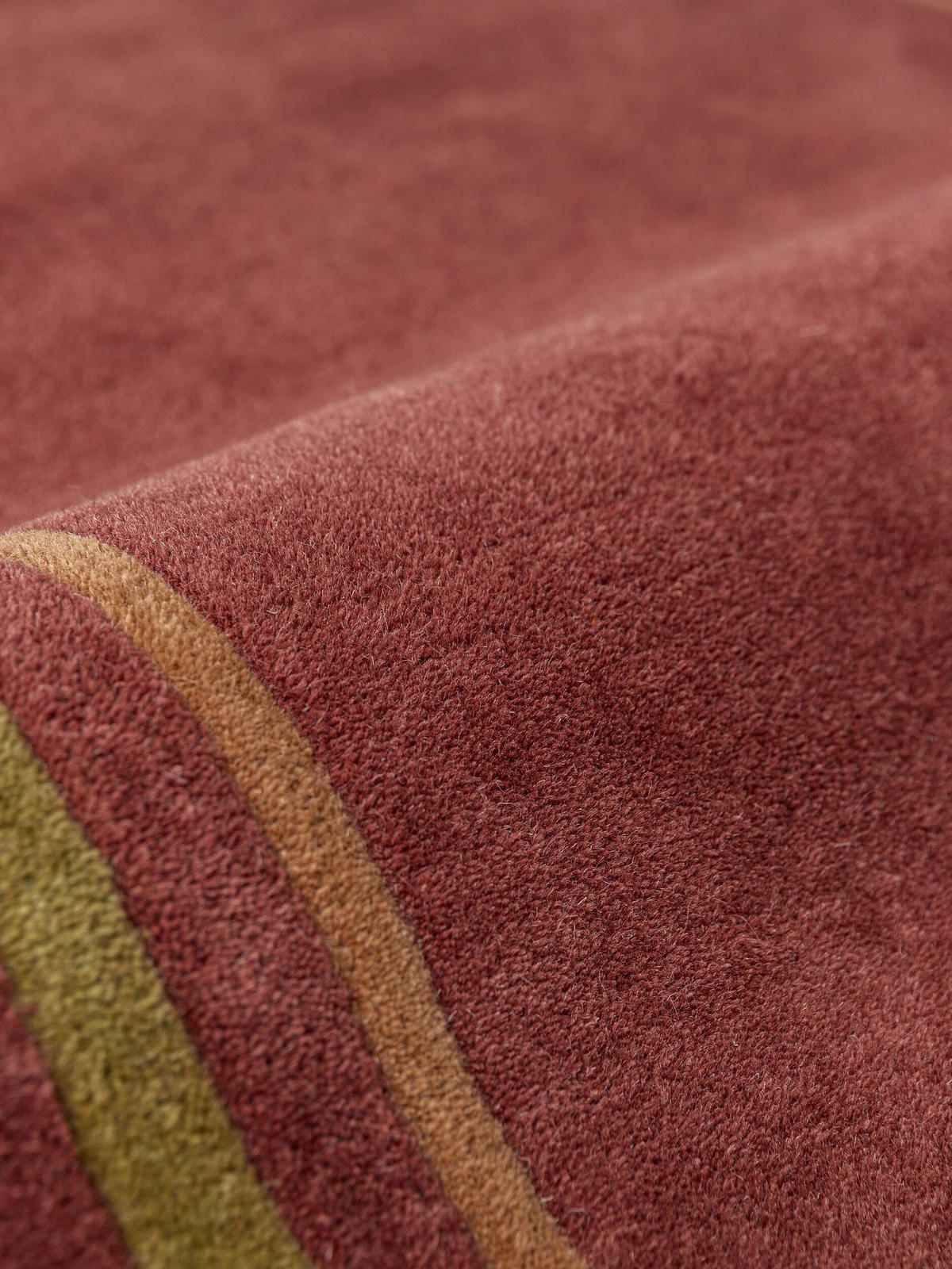 WOLLTEPPICH handgetuftet WENSUM, Scallop-Bordüre, Beerenrot, Ø 120 cm - Rot, Textil (120/120cm) - KADIMA DESIGN