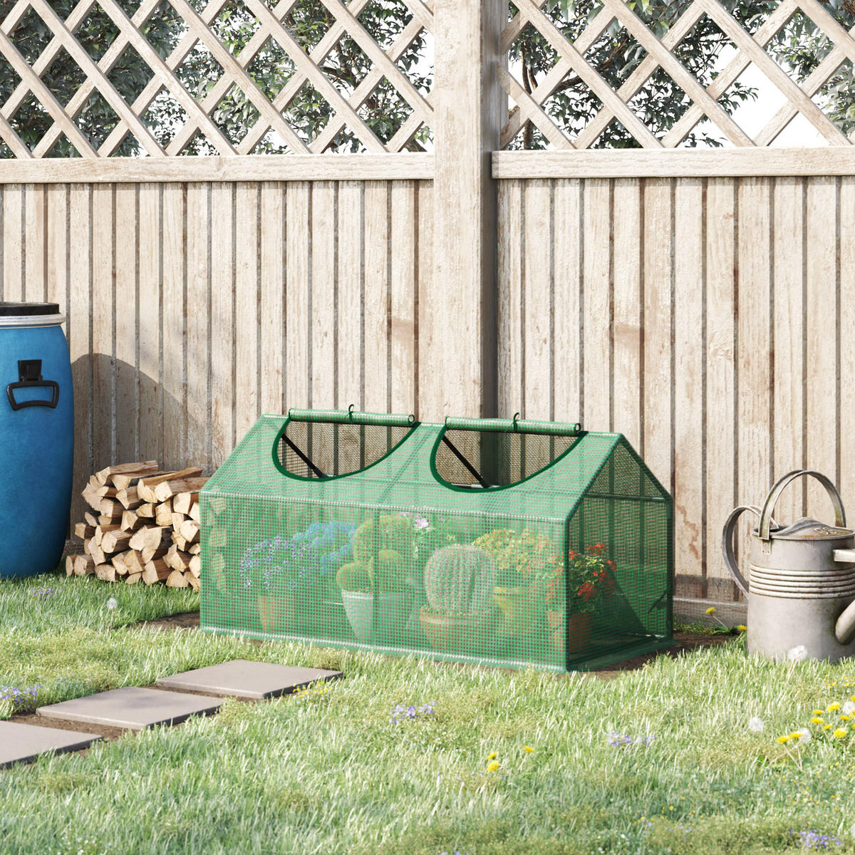 FOLIENGEWÄCHSHAUS mit Fenster PE Treibhaus Tomatenhaus 120x60x60cm Grün - Grün, Kunststoff (60/60/120cm) - Outsunny
