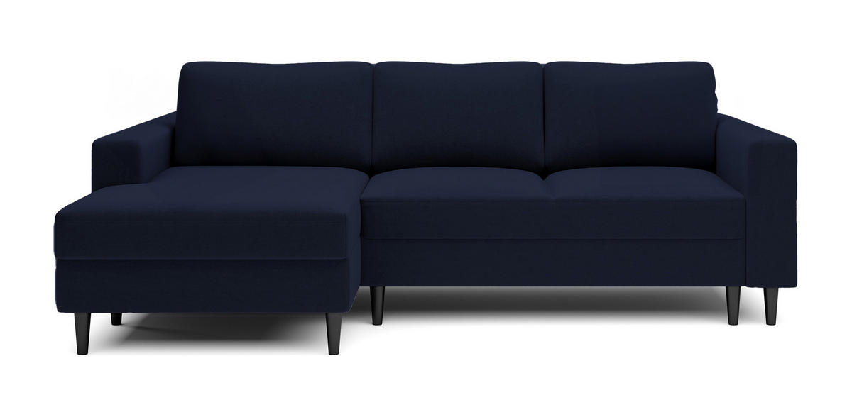 ECKSOFA Nalika Dunkelblau Velours - Schwarz/Dunkelblau, Holz/Textil (230/143cm) - Selsey