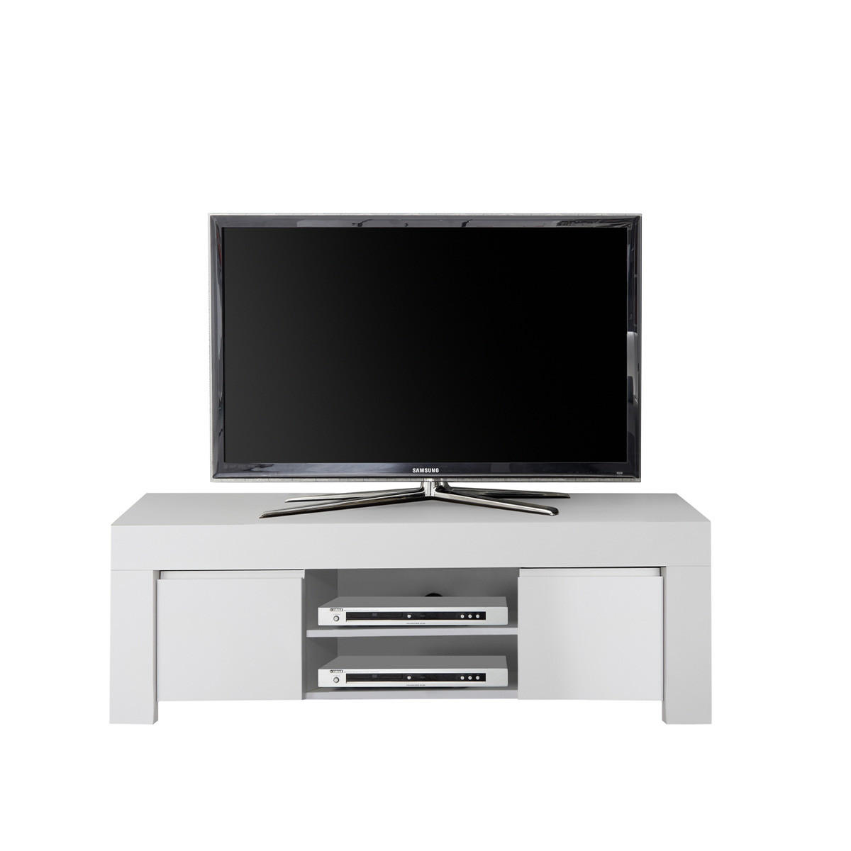 TV-MÖBEL mit 2 Türen L138 cm - Firenze - Weiß, Holzwerkstoff (42/44/138cm) - Calicosy
