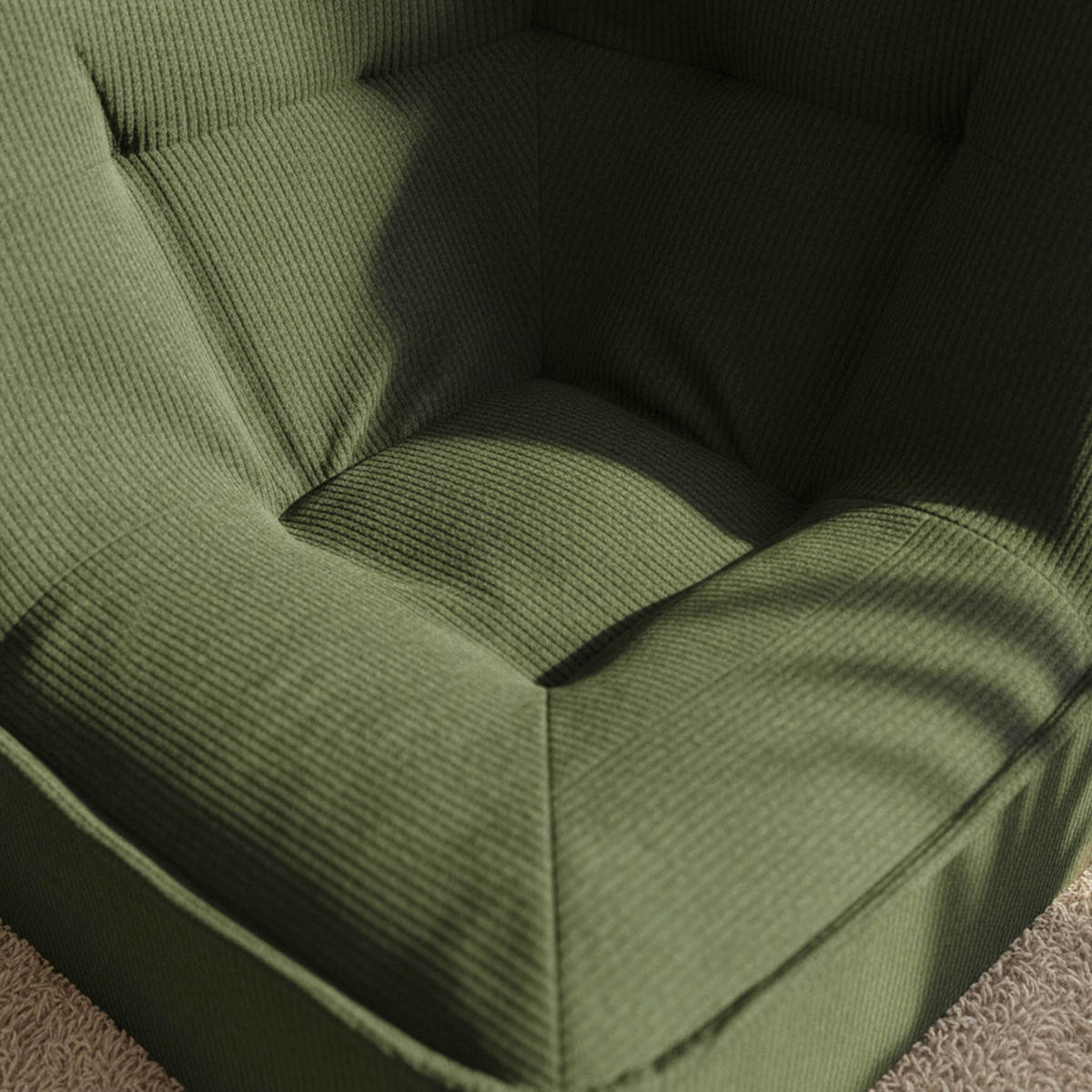 ECKSESSEL, Grün - Grün, Textil (90/70/90cm) - Oviala