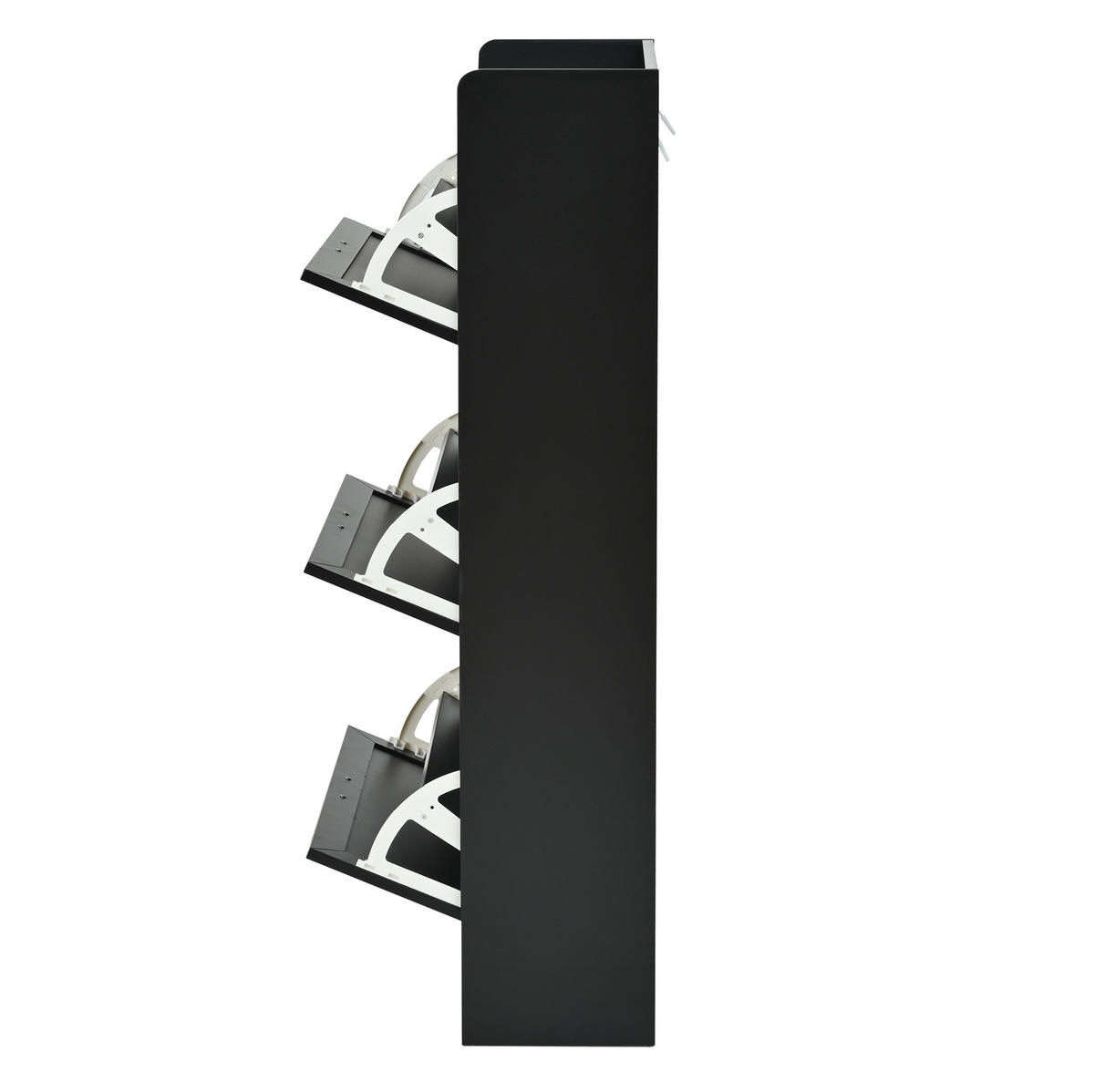 SCHUHSCHRANK aus MDF & Spanplatte 70x24x120cm in Schwarz mit Klapptüren - Schwarz, Holzwerkstoff (70/120/24cm) - Modfu