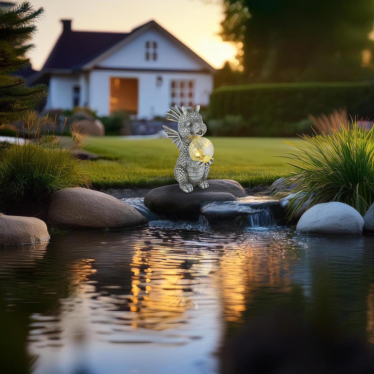 LED AUSSENLEUCHTE Drache Grau - Grau, Glas (19/13.5/27.5cm) - Globo Lighting