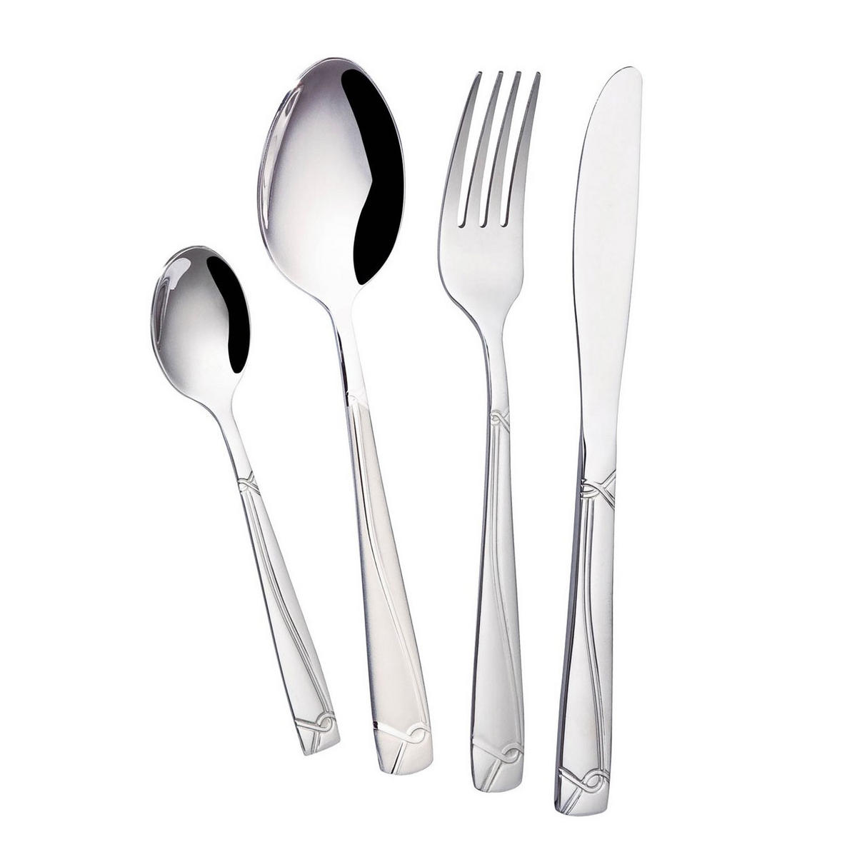 BESTECKSET Lavenda 84-teilig Edelstahl 18/10 - Silberfarben, Metall - SAFA