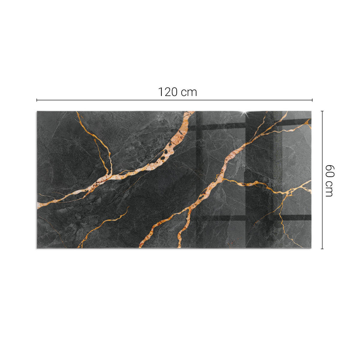 GLASPLATTE für Kamin 120x60 cm Schwarz - Schwarz, Glas (120/60/0.4cm) - ArtPrintCave
