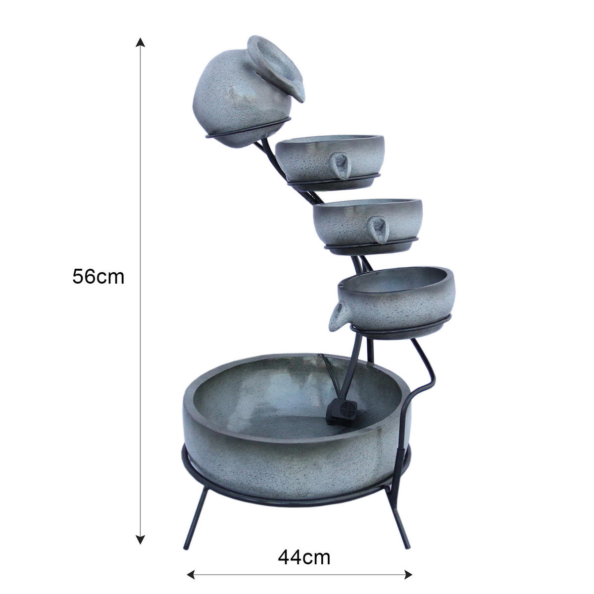 SOLAR-KASKADENBRUNNEN mit Akku - Grau, Keramik (44/50/44cm) - Monstershop