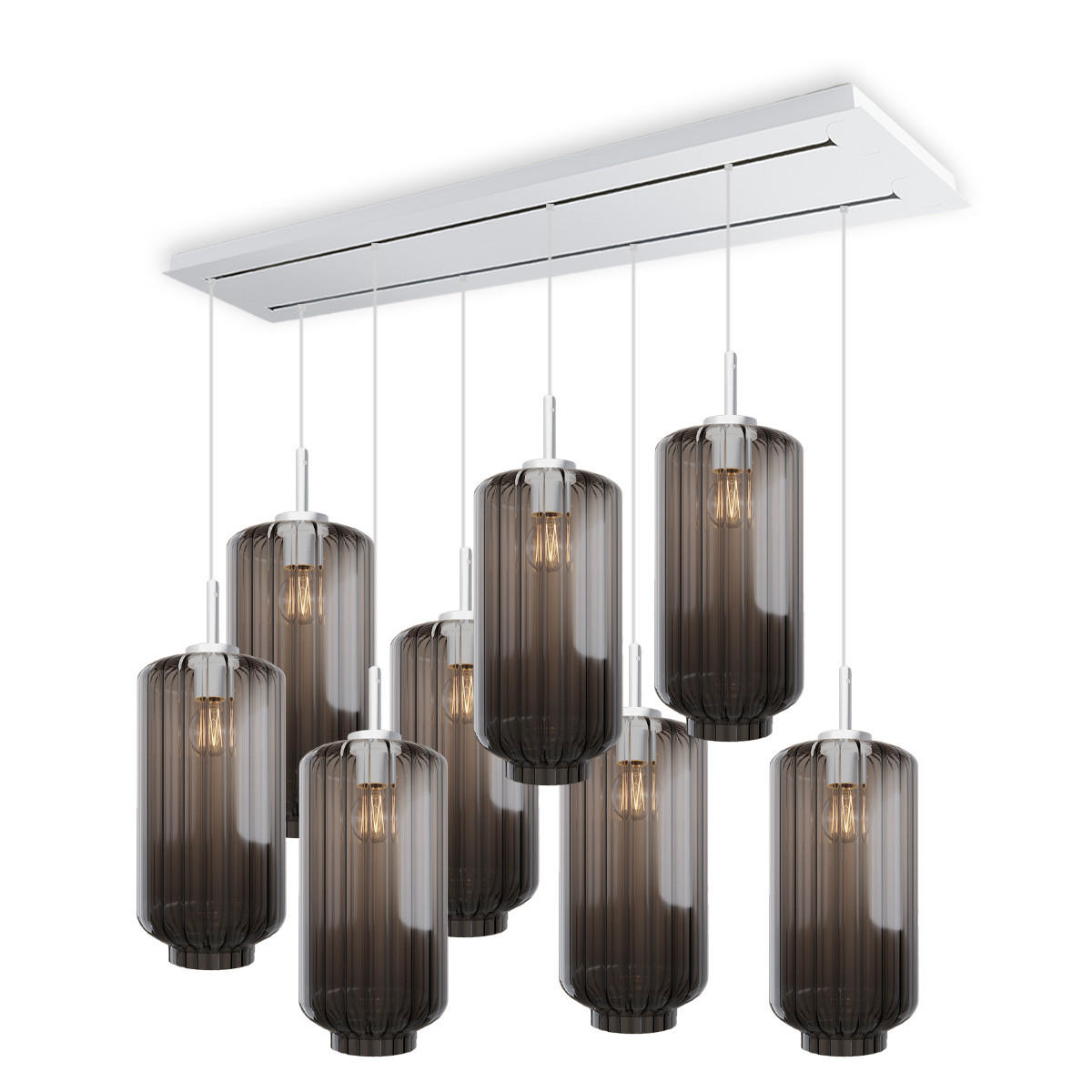 HÄNGELEUCHTE Velo 8-flammig Rauch Ø 18cm - Anthrazit/Weiß, Glas (18/18/33cm) - s.luce