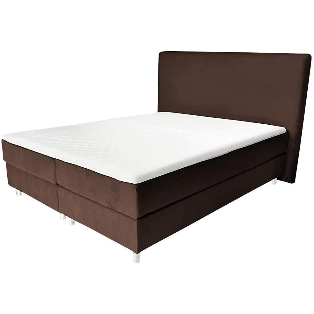 BOXBETT AMELIA mit Luxus 7-Zonen Taschenfederkernmatratze oder Bonellfederkernmatratze in Härtegrad H2, H3, H4 viele Farben und Größen - Dunkelbraun, Holz/Holzwerkstoff (180/200cm) - Best For Home