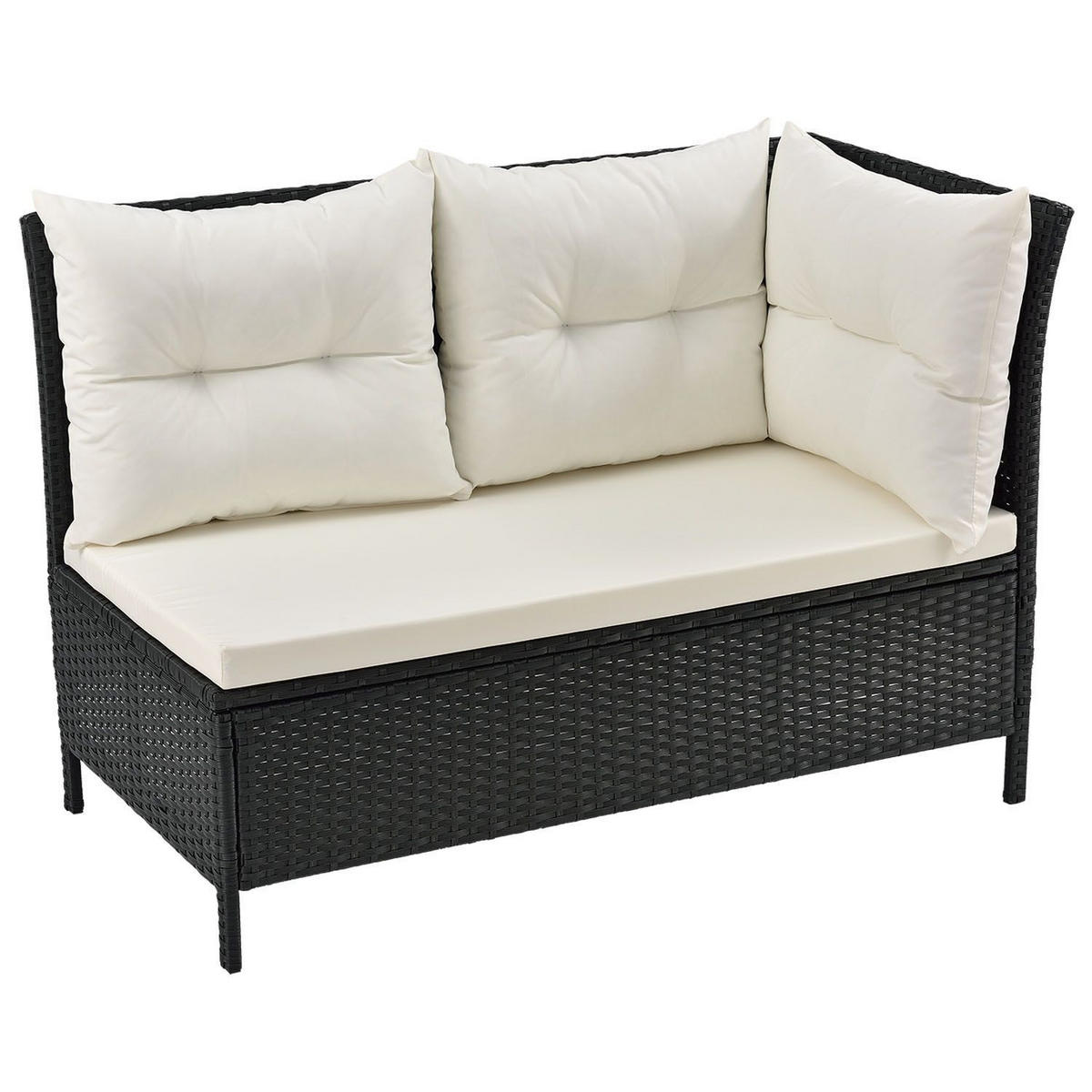 LOUNGEGARNITUR Manacor schwarz,creme - Creme/Schwarz, Kunststoff/Metall - Juskys