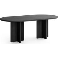 ESSTISCH Aster oval, Esche Schwarz 204/90/75 cm - Eschefarben/Schwarz, Holzwerkstoff (90/204/75cm) - WFL GROUP