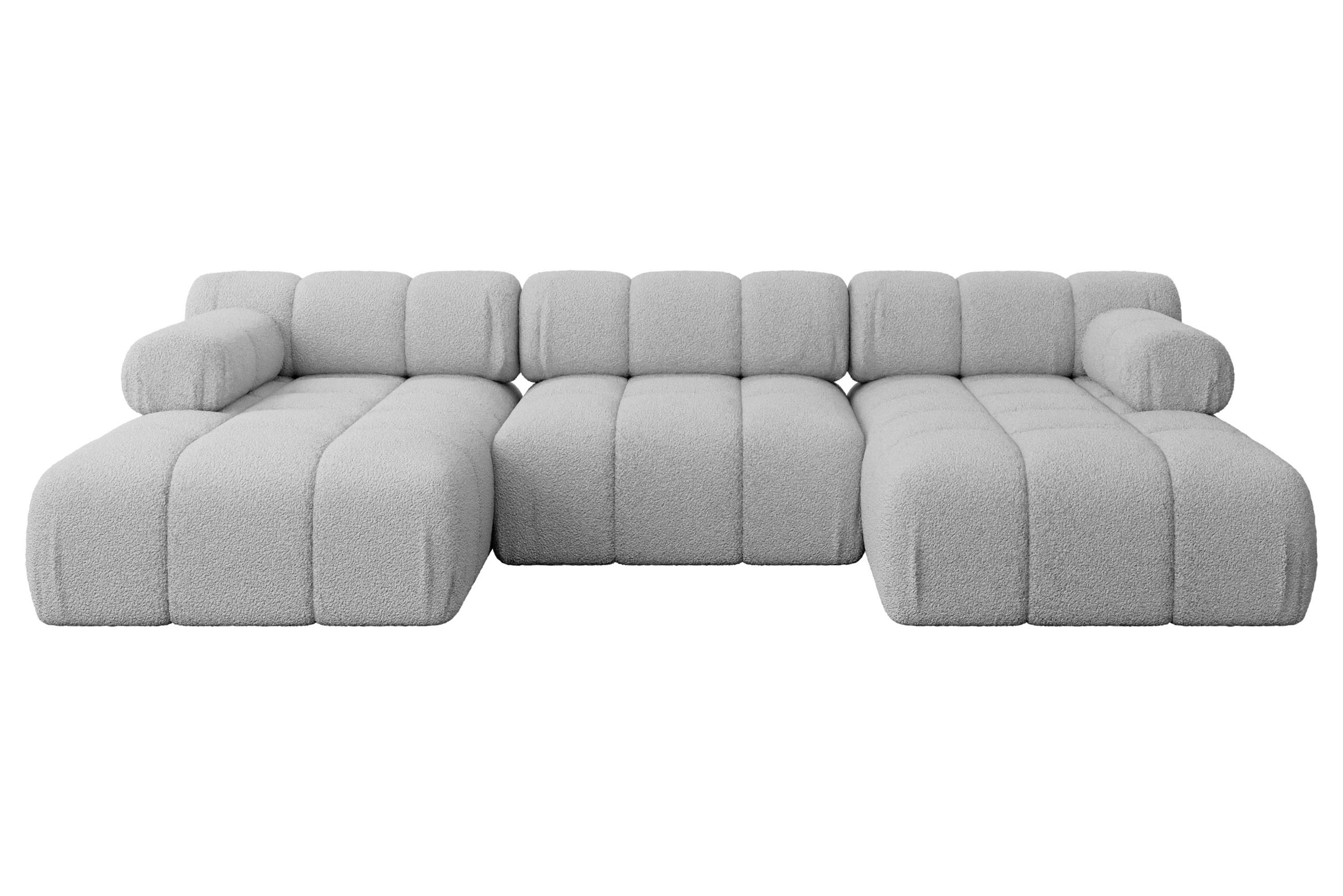 WOHNLANDSCHAFT modulares Sofa Tesso-U1 - 285x160x70 cm Hellgrau Bouclé - Hellgrau, Holzwerkstoff/Textil (285/70/160cm) - ALTDECOR
