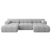 WOHNLANDSCHAFT modulares Sofa Tesso-U1 - 285x160x70 cm Hellgrau Bouclé - Hellgrau, Holzwerkstoff/Textil (285/70/160cm) - ALTDECOR