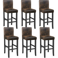 BARHOCKER 6er Set Kunstleder, Sitzhöhe 76 cm,antikbraun - Anthrazit/Braun, Holz (40/107/41cm) - tectake