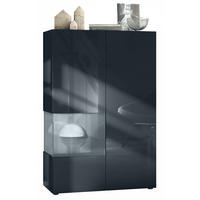 VITRINE Morena Einsatz in Grau Hochglanz - Grau, Holzwerkstoff (91.5/136.5/37cm) - Vladon