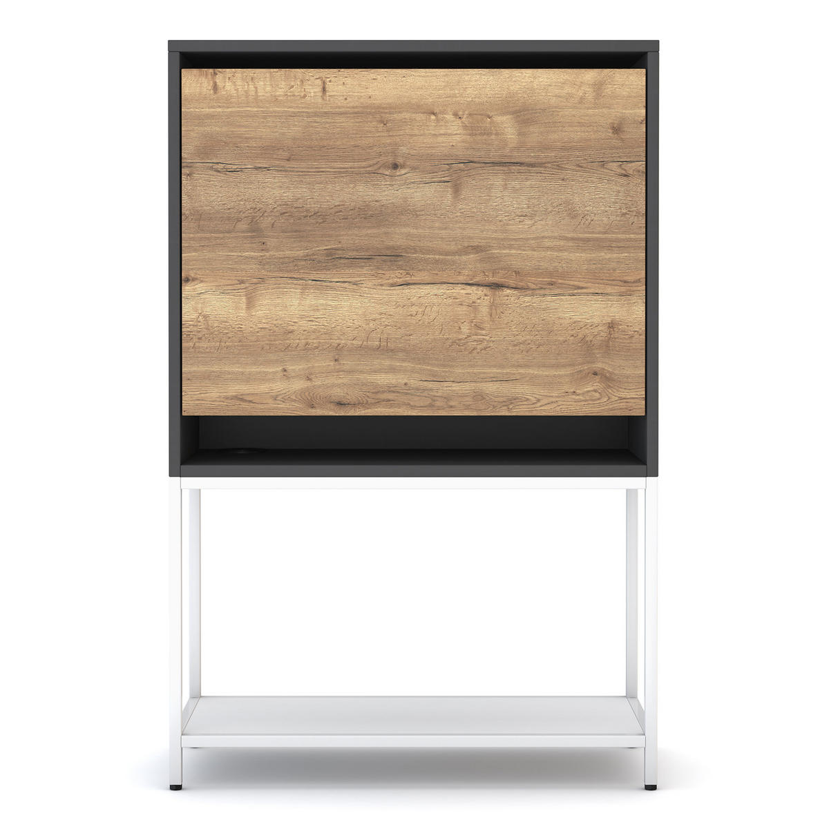 SEKRETÄR Cubas Premium Signalweiß /76-76cm Anthrazit - Anthrazit/Weiß, Holz/Metall (36/80/121.2cm) - ASSMANN