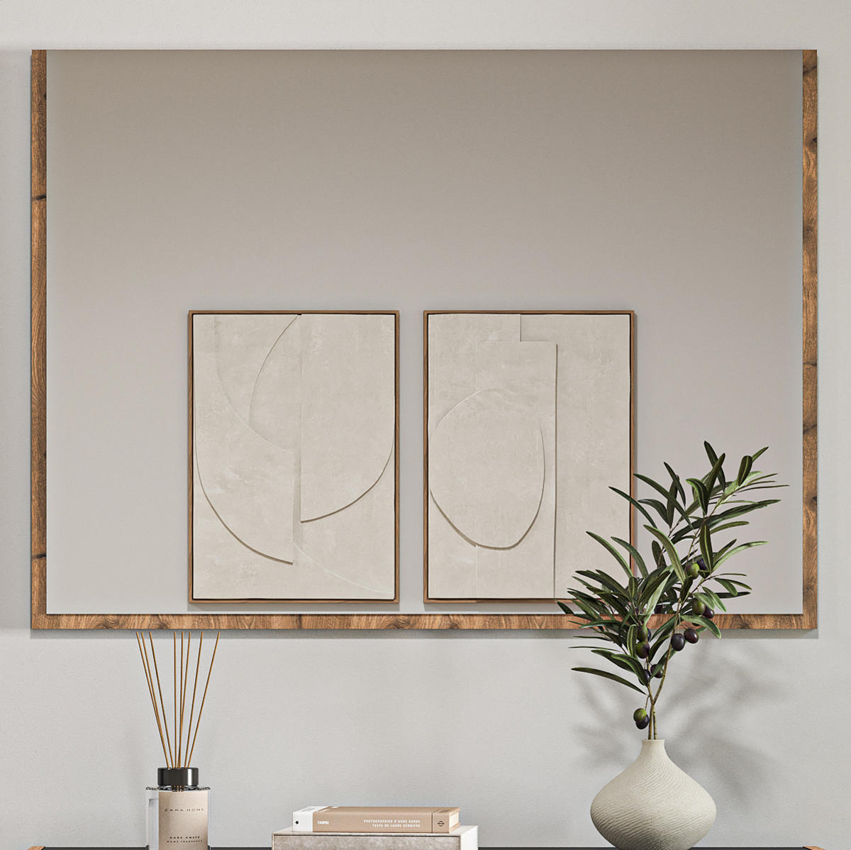 GARDEROBENSPIEGEL Nox Eiche, Wandspiegel 95 x 70 cm, Salud - Eichefarben, Holzwerkstoff (95/70/2cm) - Inn.Furn