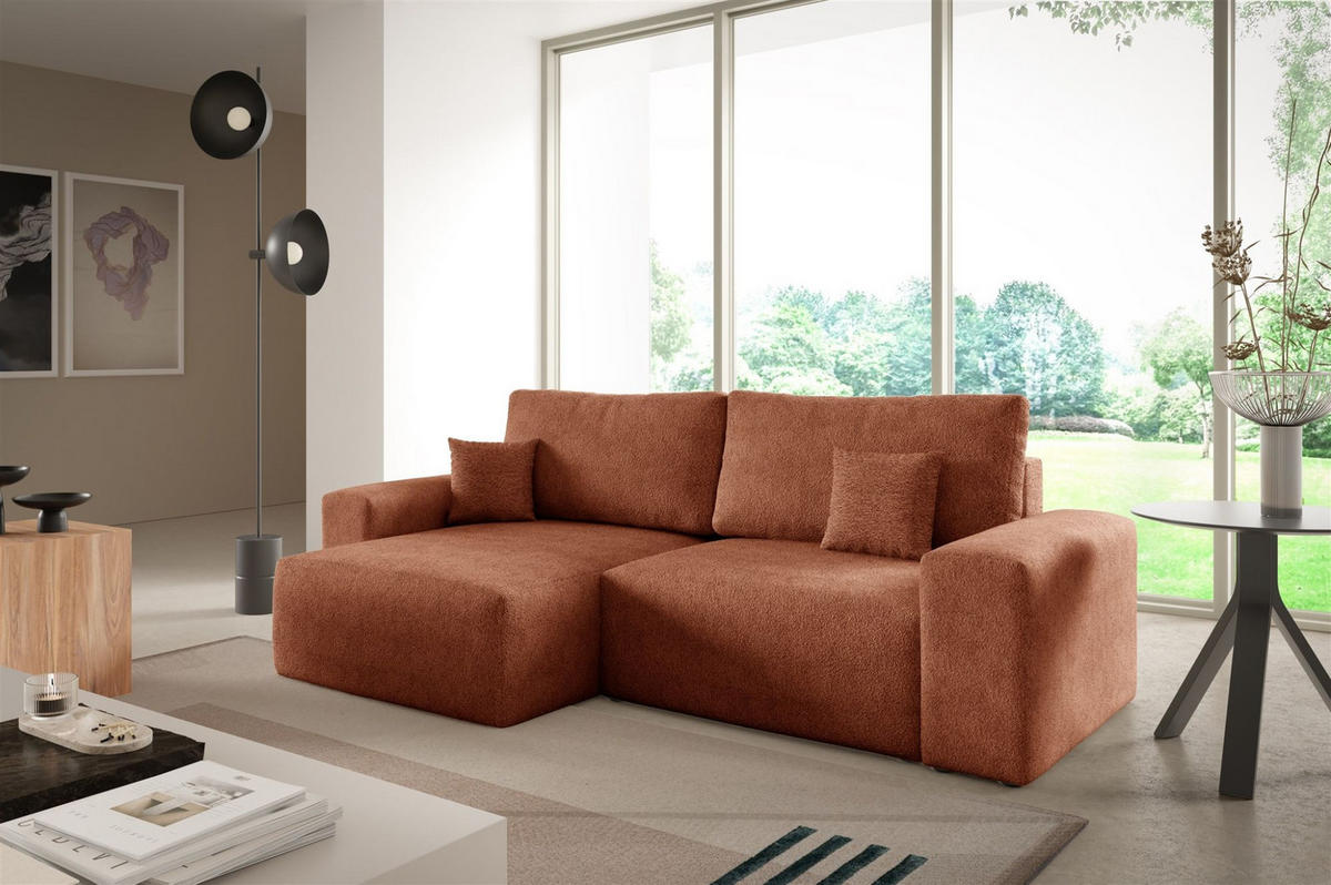 ECKSOFA Arona Xs Mit Schlaffunktion - Braun, Holzwerkstoff/Textil (148/255cm) - Fun Möbel