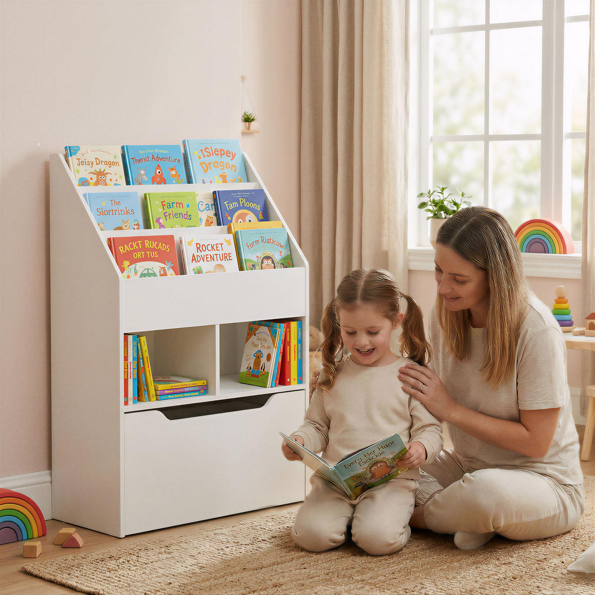 KINDERREGAL DE-09555 1 Schublade & 3 Fächer Weiß - Weiß, Holzwerkstoff (60/90/29.9cm) - ComfortXL