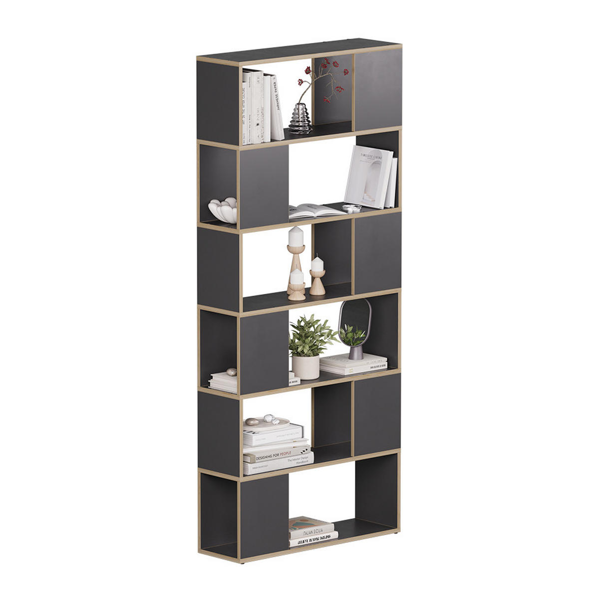 RAUMTEILER Eneos Anthrazit/Eiche 80 x 186 cm - Eichefarben/Anthrazit, Holzwerkstoff (80/186/24cm) - Vicco