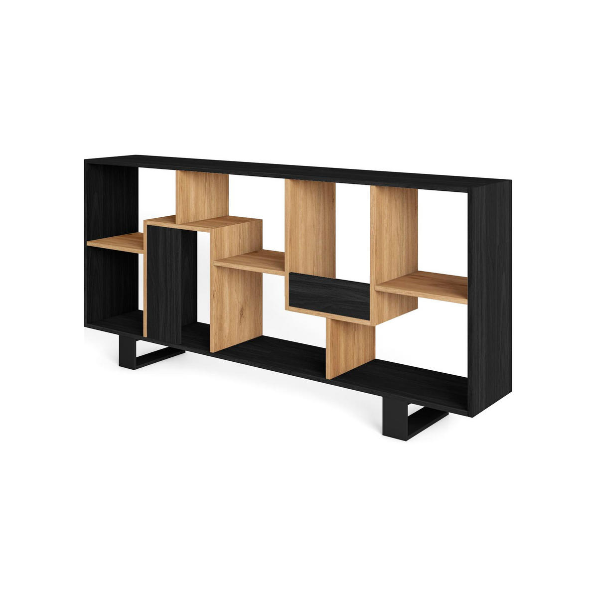 REGAL Bibliothek, Schwarz und Eiche, 67/31/174cm - Eichefarben/Schwarz, Holzwerkstoff (67/174/31cm) - Skraut Home