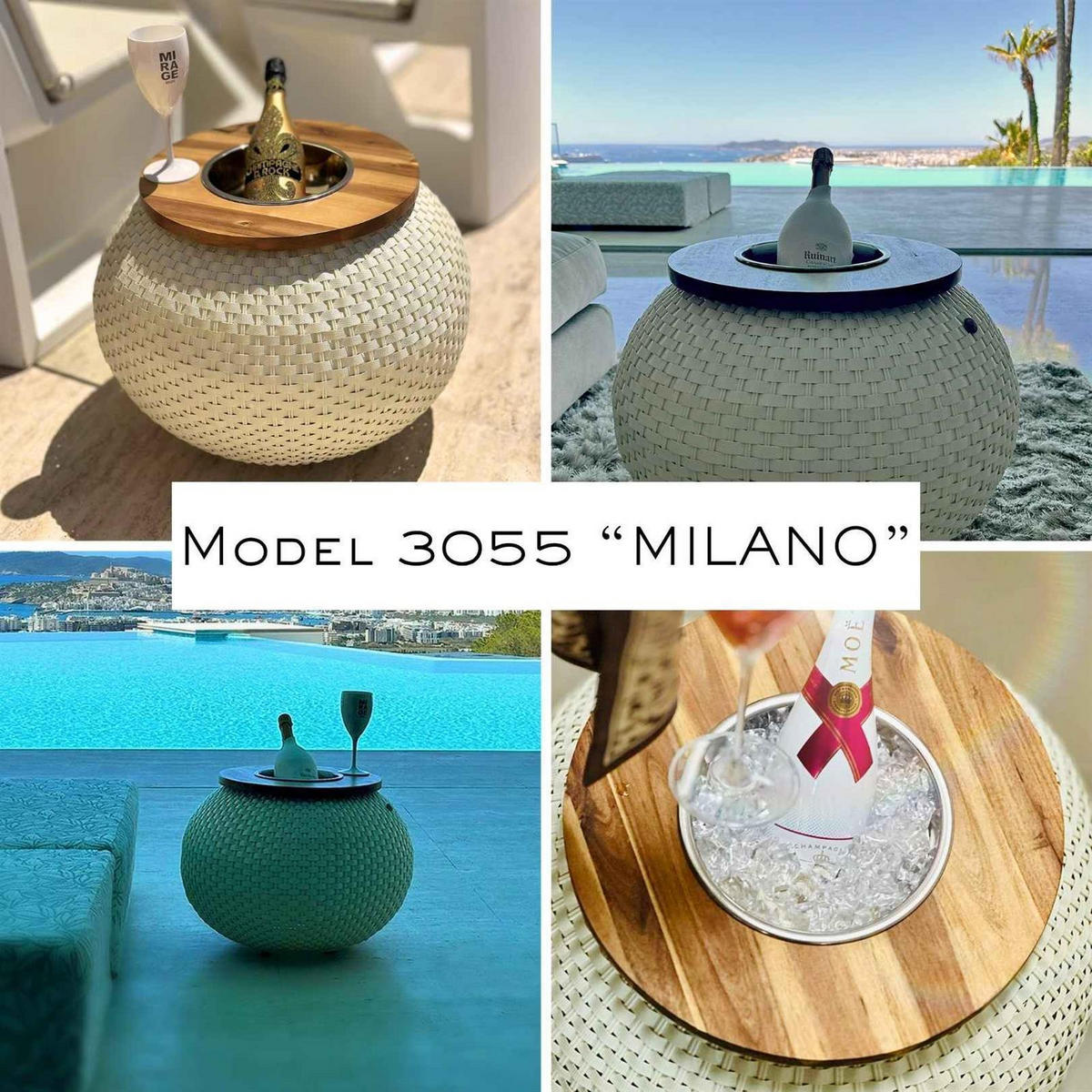 3-IN-1 LOUNGETISCH MIT ACRYL-KÜHLER Milano Anthrazit/Champagner 40 cm - Champagner/Anthrazit, Kunststoff (55/55/40cm) - COOTAB Cooler Table